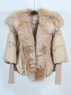 OFTUBY White Duck Down Jacket Winter Women Warm Loose Coat Natural Real Fox Fur Collar Thick Luxury Outerwear New Fashion