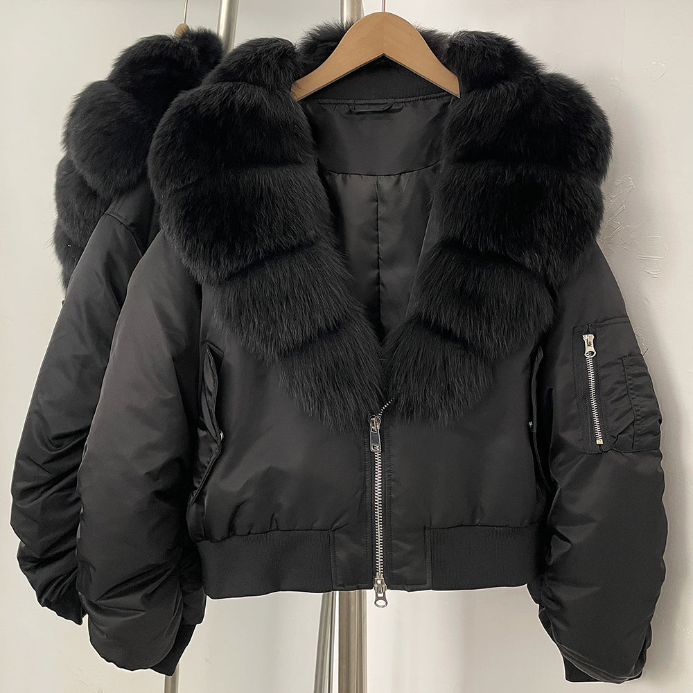 OFTBUY Short Thickened Warm Puffer Jacket Female New Autumn Winter Real Fox Fur Collar Clothes Women Natural Fur Duck Down Coat