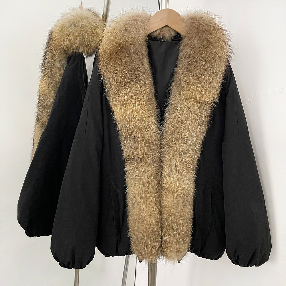 OFTBUY Loose Thick Warm Goose Down Coat Female New Winter Japanese Style Outfit Top Clothes Women Natural Fox Fur Puffer Jacket