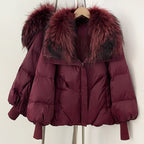 OFTBUY New Winter Loose Top Clothing Women Fashion Oversize Real Fox Fur Collar Duck Down Coat Female Natural Fur Puffer Jacket