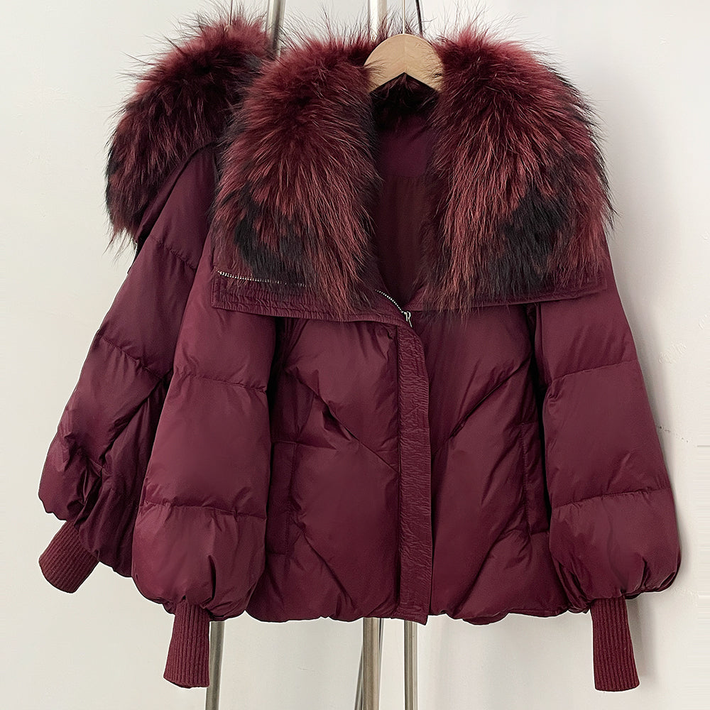 OFTBUY New Winter Loose Top Clothing Women Fashion Oversize Real Fox Fur Collar Duck Down Coat Female Natural Fur Puffer Jacket