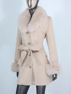 OFTBUY Double-sided Wool Coat Female New Autumn Winter Real Fox Fur Clothes Women Detachable Fur Cuffs Woolen Cashmere Jacket