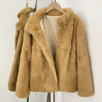 OFTBUY Women's Real Rabbit Fur Coat Luxury Camel Fur Jacket with Stand Collar New Warm Autumn Winter Clothes Female Outerwear