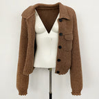 OFTBUY Short Natural Fox Fur Collar Knitted Sweater Coat FemaleReal Fur Clothing New Autumn Winter Knitting Cardigan Women