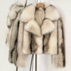 OFTBUY Luxury Oversized Lapel Faux Fur Jacket - Premium Vegan Fur Short Coat for Winter Glamour
