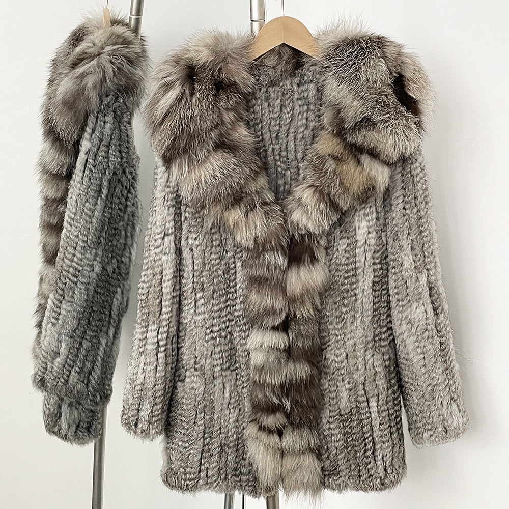 OFTBUY Natural Rabbit Fur Coat Autumn Winter Clothes Women Fashion Luxury Real Fox Fur Jacket Thick Warm Long Sleeve Overcoat