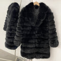 OFTBUY Luxury 100% Real Fox Fur Coat - Mid-Length Winter Tiered Fur Jacket for Women
