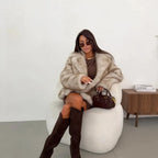 OFTBUY Winter Clothes Female Ins Hot Fashion Girls Oversized Gradient Fur Coat Women Thick Warm Outerwear Fluffy Faux Fox Fur Jacket