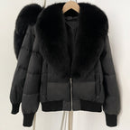 OFTBUY Zipper Luxury Warm Winter New Women's Puffer Jacket with Real Fox Fur Collar Fashion Outerwear Duck Down Coat Female