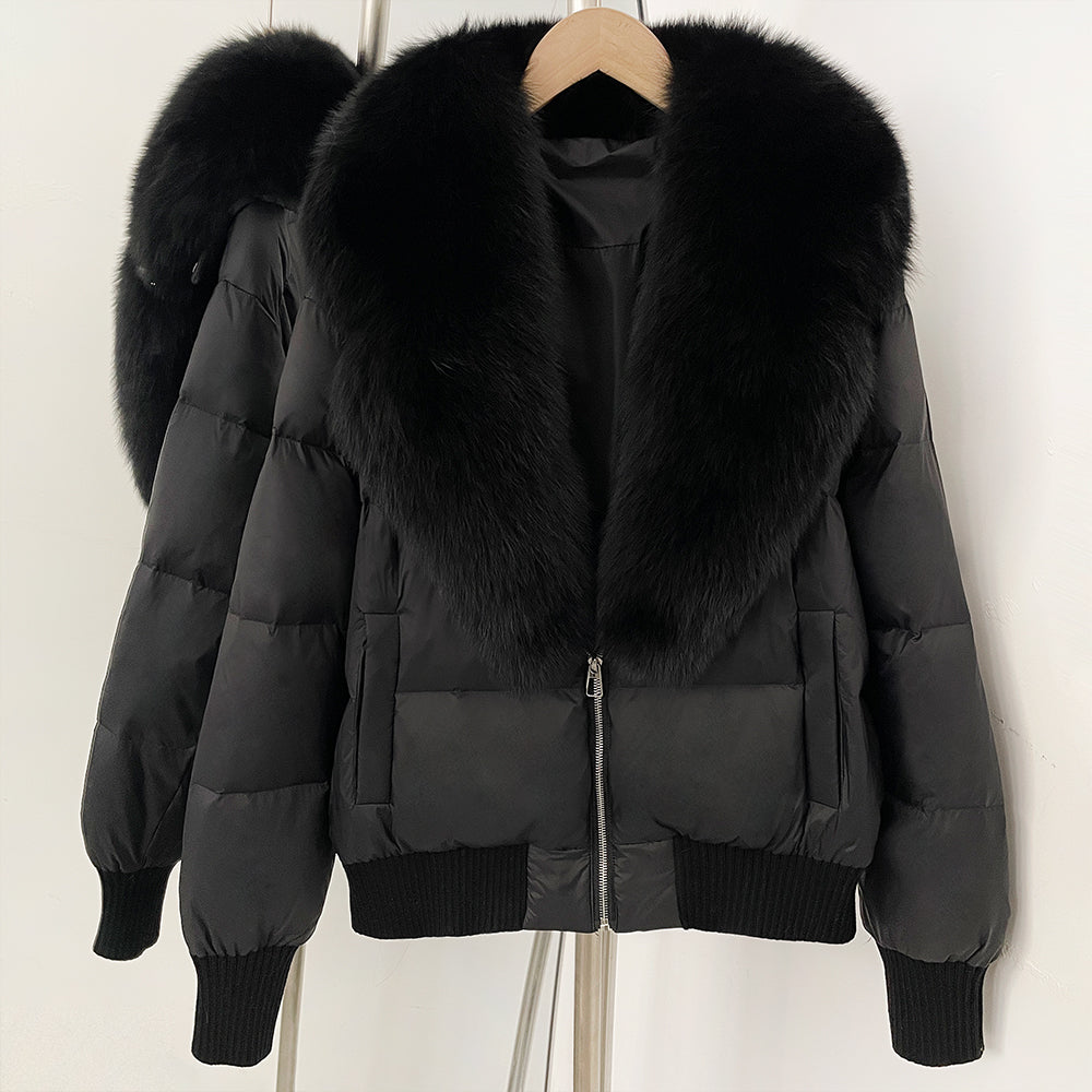 OFTBUY Zipper Luxury Warm Winter New Women's Puffer Jacket with Real Fox Fur Collar Fashion Outerwear Duck Down Coat Female