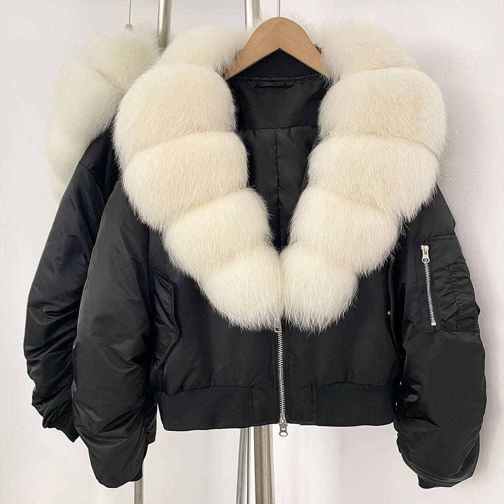 OFTBUY Short Thickened Warm Puffer Jacket Female New Autumn Winter Real Fox Fur Collar Clothes Women Natural Fur Duck Down Coat