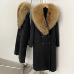OFTBUY Woolen Coat Female Women's Luxury Double-Faced Wool Jacket Winter Oversize Real Fox Fur Double Breasted Elegant Outerwear