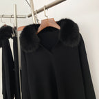 OFTBUY Knitted Pant Set Female Fashion Warm Real Fox Fur Sweater Lady New Autumn Winter Plus Size Woman Clothes Outfits Knitwear