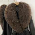 OFTBUY New Autumn Winter Clothes Women Luxury Real Mongolia Sheep Fur Jacket Femlae Long Vintage Faux Leather Streetwear Coat