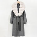 OFTBUY New Autumn Winter Top Clothes Female Long Big Real Fox Fur Collar Woolen Jacket Women Fashion Warm Cashmere Wool Coat