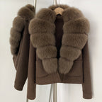 OFTBUY Fashion Short Warm Wool Coat with Real Fox Fur Collar New Autumn Winter Clothes Women Luxury Woolen Jacket Outerwear