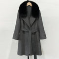 OFTBUY Fashion Female Luxury Cashmere Wool Jacket Autumn Winter Warm Natural Fox Fur Collar Women's Woolen Blends Coat