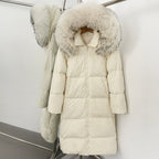 OFTBUY Duck Down Warm Windproof Puffer Coat New Women's Long Hooded Down Jacket Real Fur Collar Winter Thickened Parka Outerwear
