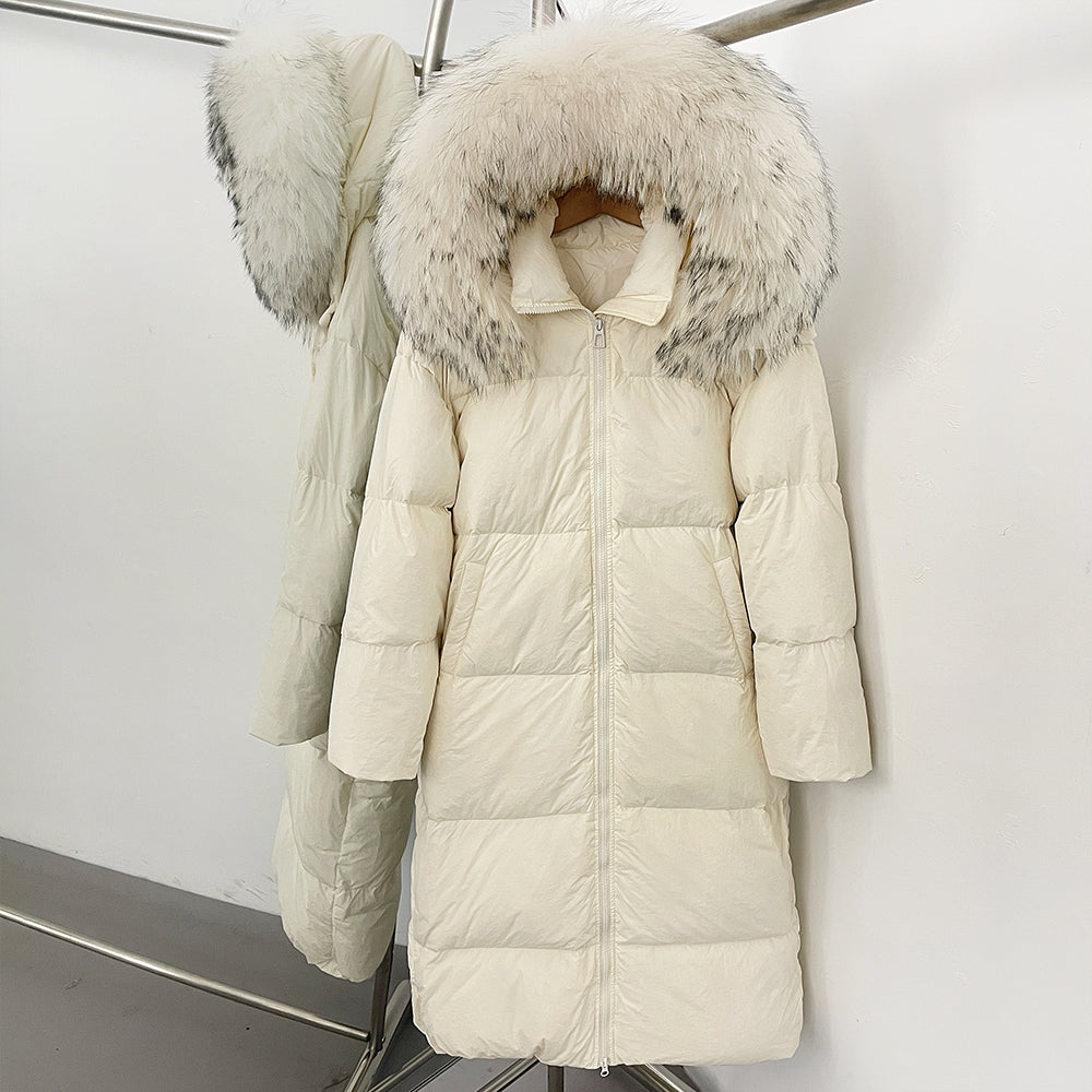 OFTBUY Duck Down Warm Windproof Puffer Coat New Women's Long Hooded Down Jacket Real Fur Collar Winter Thickened Parka Outerwear
