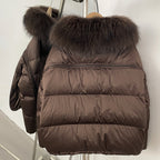 OFTBUY Designer Real Fox Fur Duck Down Jacket Female New Warm Thicken Autumn Winter Coat Women Zipper Reality Fur Puffer Clothes