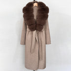 OFTBUY New Autumn Winter Top Clothes Female Long Big Real Fox Fur Collar Woolen Jacket Women Fashion Warm Cashmere Wool Coat