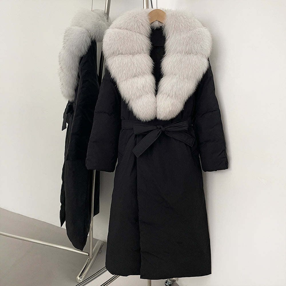 OFTBUY Real Fox Fur Collar Fluffy Puffer Jacket Female New Long Winter Down Clothing Women Thickened Warm White Duck Down Coat
