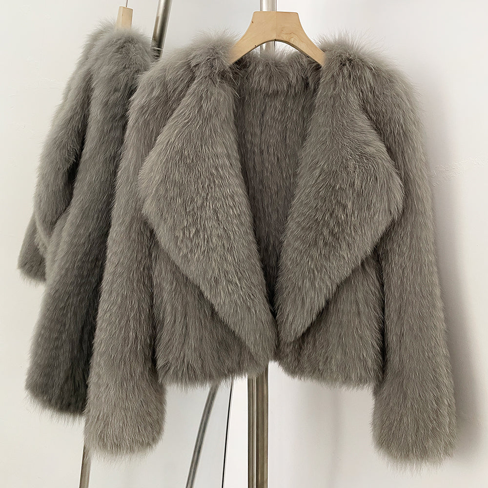 OFTBUY Luxury Short Natural Fox Fur Jacket Female New Autumn Winter Warm Top Clothes Women Weaving Thick Fluffy Real Fur Coat