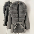 OFTBUY New Autumn Winter Top Clothes Women Luxury Natural Fox Fur Woolen Jacket Female Thick Warm Real Fur Cashmere Wool Coat
