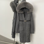OFTBUY New Autumn Winter Knitted Clothes Women Fashion Thick Warm Belt Sweater Coat Female Hooded Real Fox Fur Cardigan Jacket