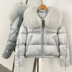 OFTBUY Designer Real Fox Fur Duck Down Jacket Female New Warm Thicken Autumn Winter Coat Women Zipper Reality Fur Puffer Clothes