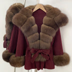 OFTBUY Luxury Real Fox Fur 100% Wool Coat Female New Autumn Winter Warm Woolen Clothes Women Long Sleeves Cashmere Woolen Jacket