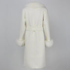 OFTBUY Winter Jacket Women Long Natural Wool Blends Cashmere Real Fur Coat Double Breasted Belt Warm Streetwear New Fashion
