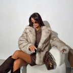 OFTBUY Winter Clothes Female Ins Hot Fashion Girls Oversized Gradient Fur Coat Women Thick Warm Outerwear Fluffy Faux Fox Fur Jacket