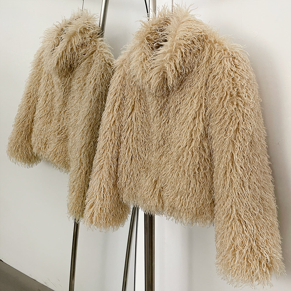 OFTBUY Wholesale Faux Fur Coat Female Artificial Mongolian Sheep Fur Fluffy Jacket Women New Winter Thickened Warm Outerwear Lady