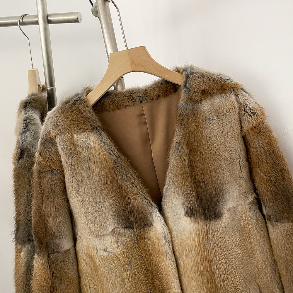 OFTBUY New Winter V-neck Top Clothes Female Luxury Real Mink Fur Warm Jacket Women Natural Fur Long Sleeves Coat Outerwear Lady