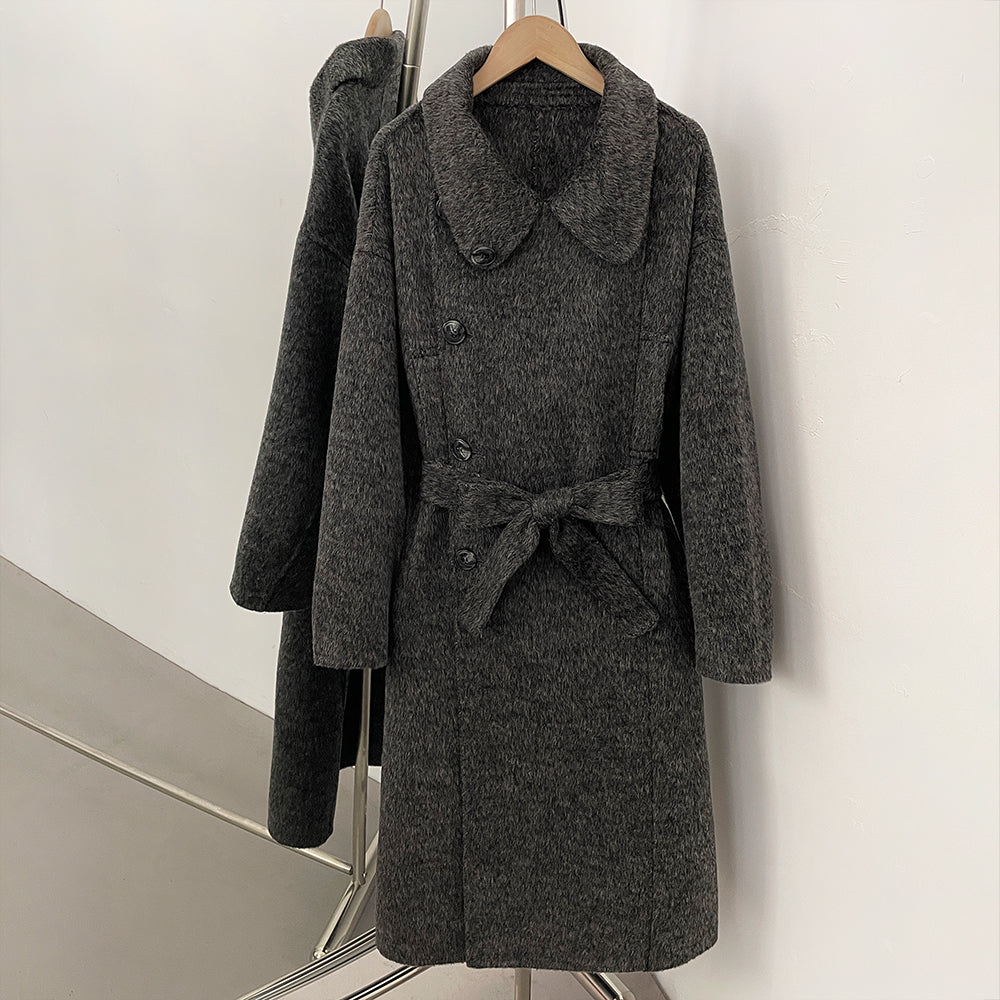 OFTBUY Elegant Double-sided Alpaca Wool Coat Female Long Belt Woolen Clothes Women New Autumn Winter Long Sleeve Cashmere Jacket