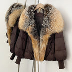 OFTBUY Puffy Sleeve Warm Loose Puffer Jacket New Women's Duck Down Jacket with Large Real Fox Fur Collar Winter Luxury Outerwear