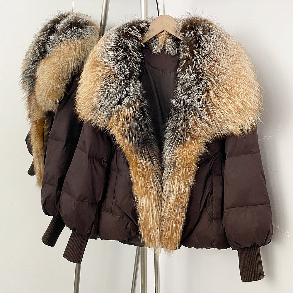 OFTBUY Puffy Sleeve Warm Loose Puffer Jacket New Women's Duck Down Jacket with Large Real Fox Fur Collar Winter Luxury Outerwear