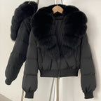 OFTBUY Knit Cuff Short Real Fox Fur Collar Duck Down Coat Female New Autumn Winter Clothes Women Genuine Fur Puffer Jacket