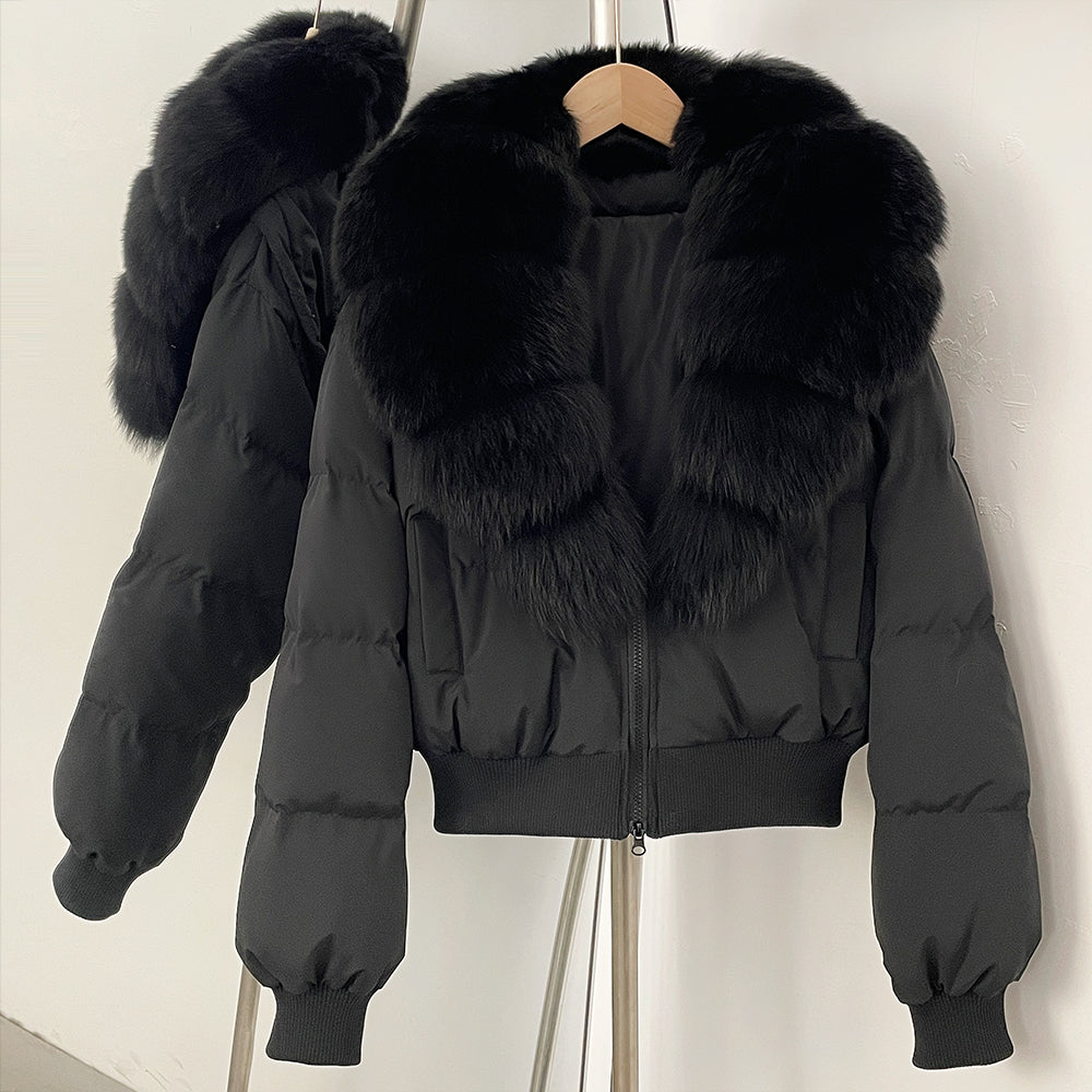 OFTBUY Knit Cuff Short Real Fox Fur Collar Duck Down Coat Female New Autumn Winter Clothes Women Genuine Fur Puffer Jacket