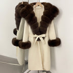 OFTBUY New Autumn Winter Warm Woolen Clothes Women Long Sleeves Cashmere Woolen Jacket Luxury Real Fox Fur 100% Wool Coat Female