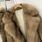 OFTBUY Chic Oversized Lapel Faux Fur Jacket - Premium Vegan Fur Winter Coat with Soft Texture