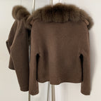 OFTBUY Pockets Luxury Warm Winter Fashion Outerwear female New Women's Cropped Double-Faced Wool Coat with Real Fox Fur Collar
