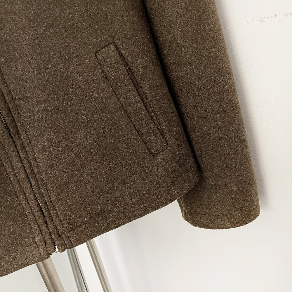 OFTBUY New Women's Brown Knit Zip Up Jacket Lapel Collar Casual Sweater Coat Female Loose Warm Autumn Winter Cardigan Outerwear