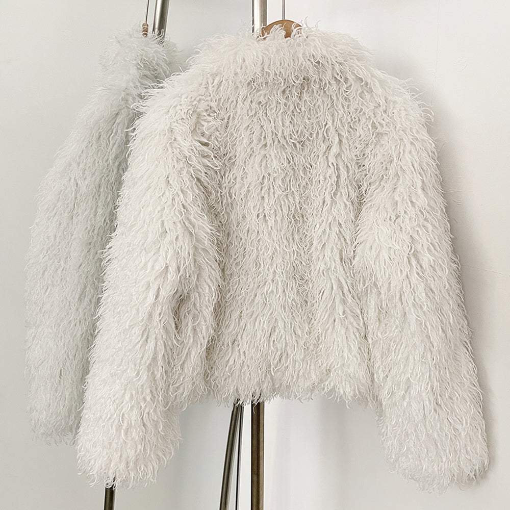 OFTBUY Wholesale Faux Fur Coat Female Artificial Mongolian Sheep Fur Fluffy Jacket Women New Winter Thickened Warm Outerwear Lady