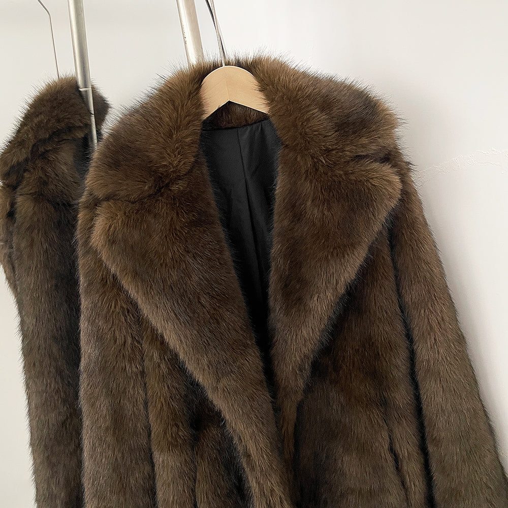 OFTBUY New Winter Clothes Women Fashion Long Warm Faux Fur Jacket Long Sleeve Artificial Fox Fur Coat Female Luxury Fake Fur Coat Lady