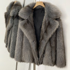 OFTBUY Chic Oversized Lapel Faux Fur Jacket - Premium Vegan Fur Winter Coat with Soft Texture