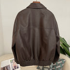 OFTBUY Women's Faux Leather Zip Up Jacket Lapel Collar PU Coat with Pockets new autumn winter Casual Vintage Outerwear female