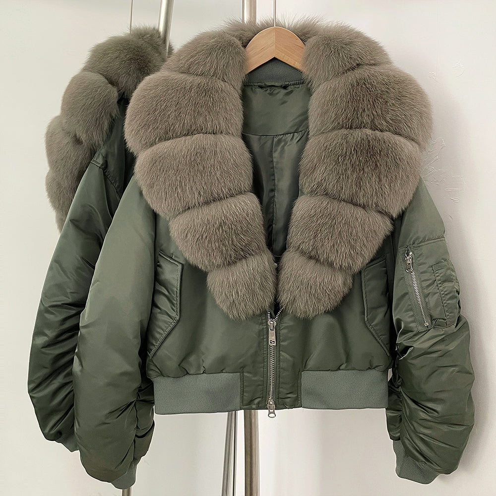OFTBUY Short Thickened Warm Puffer Jacket Female New Autumn Winter Real Fox Fur Collar Clothes Women Natural Fur Duck Down Coat