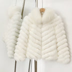 OFTBUY 2-in-1 Reversible Luxury Jacket - 100% Real Fox Fur Coat & Windproof Winter Parka